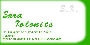 sara kolonits business card