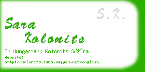 sara kolonits business card